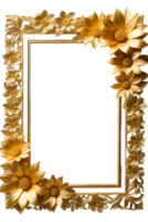 AI generated luxury gold flower frame border png transparent background