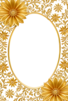 AI generated luxury gold flower frame border png transparent background