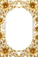 AI generated luxury gold flower frame border png transparent background