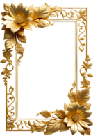 AI generated luxury gold flower frame border png transparent background