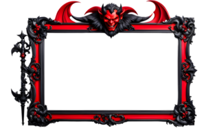 AI generated red and black border frame png transparent background