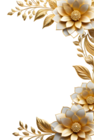 AI generated luxury gold flower frame border png transparent background