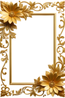 AI generated luxury gold flower frame border png transparent background