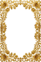 ai generado lujo oro flor marco frontera png transparente antecedentes