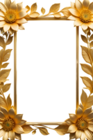 AI generated luxury gold flower frame border png transparent background