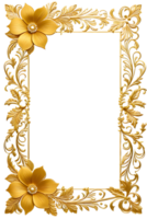 AI generated luxury gold flower frame border png transparent background