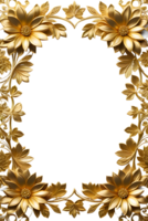 AI generated luxury gold flower frame border png transparent background