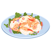 salad with shrimp and vegetables Thai food on plate png