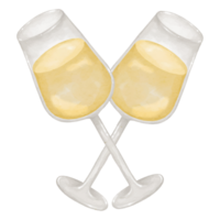 Champagne bril met Champagne waterverf stijl schilderij png