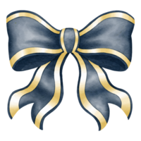 golden and dark blue ribbon with a bow png