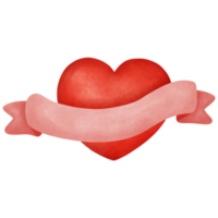 Heart-shaped painting for Valentine's Day watercolor style png
