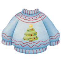 la laine chandail avec Noël arbre modèle aquarelle style peintures png