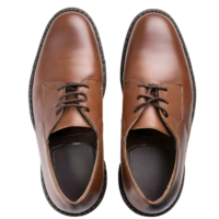 Elegant brown male shoes classic fashion, top view png