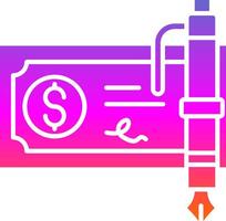 Bank check Glyph Gradient Icon vector