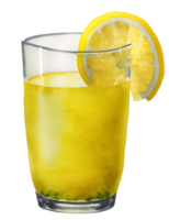 AI generated Watercolor and painting fresh lemonade juice in glass cup png