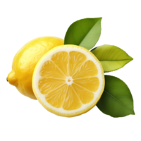 AI generated lemon png. citrus fruit lemon top view png