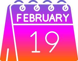 19th of February Glyph Gradient Icon vector