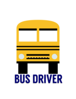 ilustración de un amarillo colegio autobús. con autobús conductor tipografía png