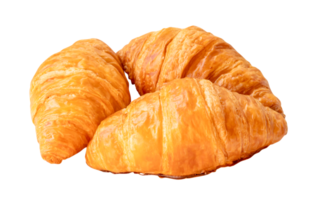 Top view of French croissants in stack isolated with clipping path in png file format