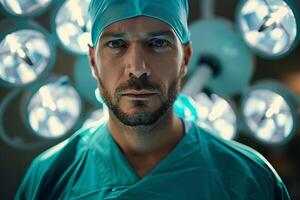 AI generated Confident Surgeon in Operating Room Ready for Surgery photo