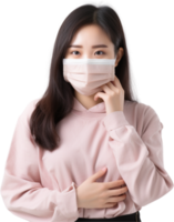 AI generated young asia girl wearing medical face mask png