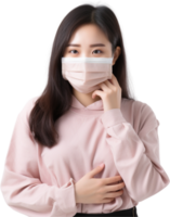 ai generato giovane Asia ragazza indossare medico viso maschera png