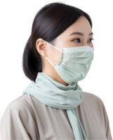 AI generated young asia girl wearing medical face mask png