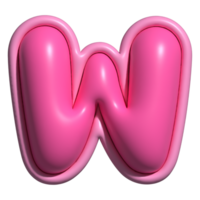 letter w pink alphabet glossy png