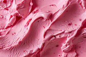 AI generated Close-Up Texture of Strawberry Ice Cream. photo