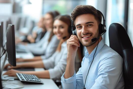 AI generated Friendly Customer Service Representative at Work. photo