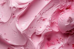 AI generated Close-Up Texture of Strawberry Ice Cream. photo