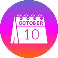 10 de octubre glifo degradado circulo icono vector