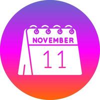 11 de noviembre glifo degradado circulo icono vector