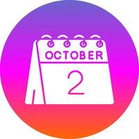 2nd of October Glyph Gradient Circle Icon vector