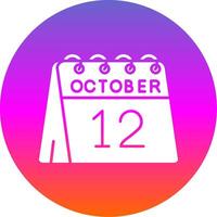 12th of October Glyph Gradient Circle Icon vector