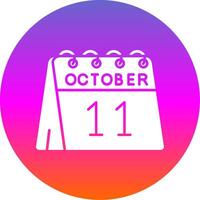 11th of October Glyph Gradient Circle Icon vector