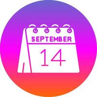 14to de septiembre glifo degradado circulo icono vector