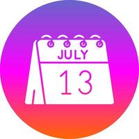 13 de julio glifo degradado circulo icono vector