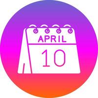 10th of April Glyph Gradient Circle Icon vector