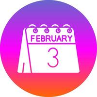 3rd of February Glyph Gradient Circle Icon vector