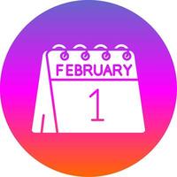 1st of February Glyph Gradient Circle Icon vector