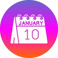 10th of January Glyph Gradient Circle Icon vector