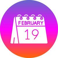 Diecinueveavo de febrero glifo degradado circulo icono vector