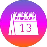 13 de febrero glifo degradado circulo icono vector