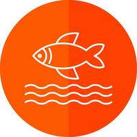 Fish Line Red Circle Icon vector