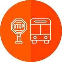 Bus Stop Line Red Circle Icon vector