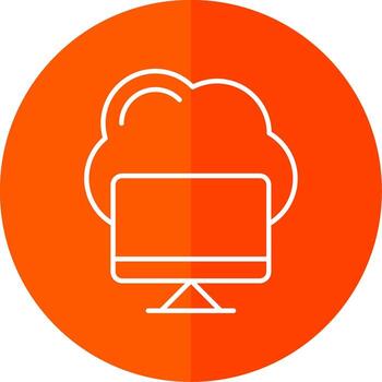 Cloud Computing Line Red Circle Icon vector
