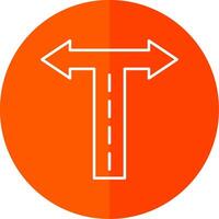 Crossroad Line Red Circle Icon vector