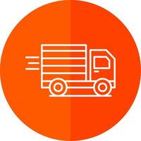 Cargo Truck Line Red Circle Icon vector