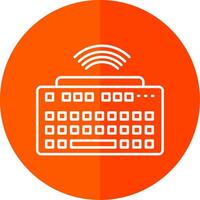 Wireless Keyboard Line Red Circle Icon vector